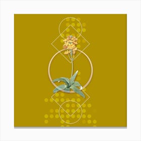 Vintage Sun Star Botanical with Geometric Line Motif and Dot Pattern Canvas Print