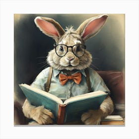 Rabbit Reading A Book 2 Canvas Print