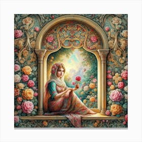 Rose In The Window Canvas Print