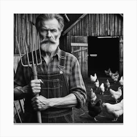 The Angry Farmer With His Chickens Canvas Print