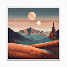 Boho Art Minimalist Landscape Mountains (21) Canvas Print