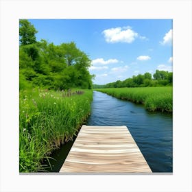 Pier On A River Canvas Print