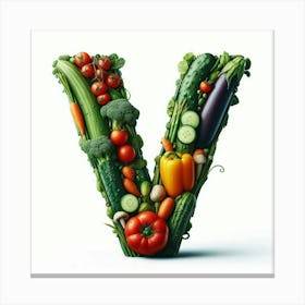 Funny Alpabet - V (Vegetables) Canvas Print