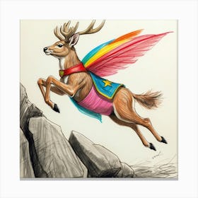 Deer With Rainbow Wings 1 Canvas Print