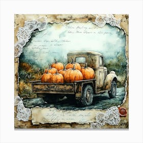 Old Truck With Pumpkins Canvas Print