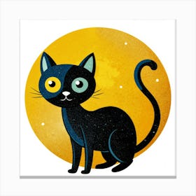 Black Cat On The Moon Canvas Print