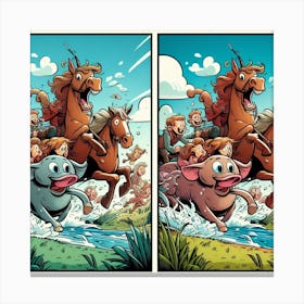 Pig And The Horse Canvas Print