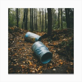 Trash Cans In The Woods Canvas Print