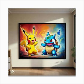 Pokemon Pikachu And Pikachu Canvas Print