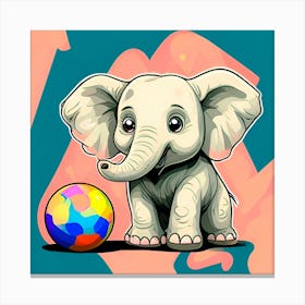 Elephant With A Soccer Ball Canvas Print