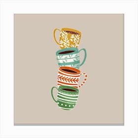 Cute Coffee Mug Grey Print Canvas Print