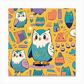 Colorful Owls 8 Canvas Print