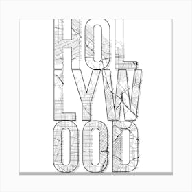 Hollywood Street Map Typography Square Canvas Print