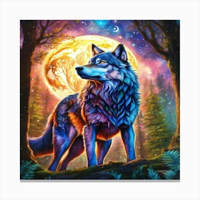 Wolf In The Moonlight Canvas Print