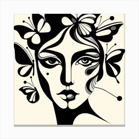 Butterfly Woman Abstract Portrait Canvas Print