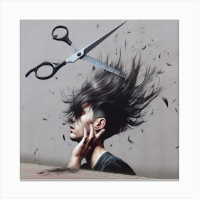 Scissors Cutting Hair Canvas Print