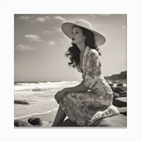 Classical Seaside Beauty B&W Canvas Print