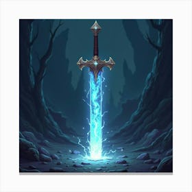 Enchanted Sword Glowing With Arcane Energy In Battle 1 Canvas Print