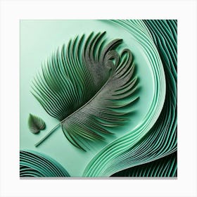 Aesthetic style, Green waves of palm leaf 2 Canvas Print