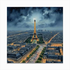 Paris At Night Architectural Beauty Canvas Print