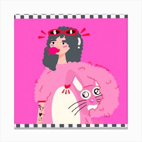 Pink Kawaii - Bunny Girl Canvas Print