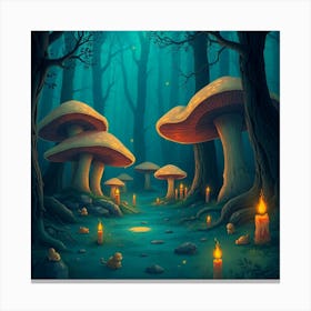 Mushrooms In The Forest 21 Canvas Print