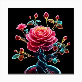 Pink Rose In A Pot Canvas Print