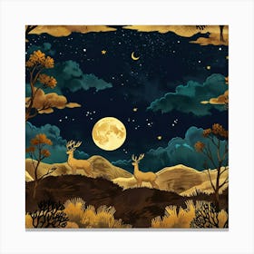 Leonardo Anime Xl A Natural Nighttime Scene With Golden And Br 1 Canvas Print