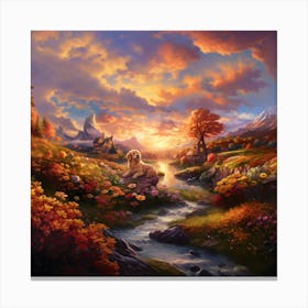 Golden Retriever Heaven Canvas Print