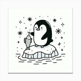 Line Art penguin Canvas Print