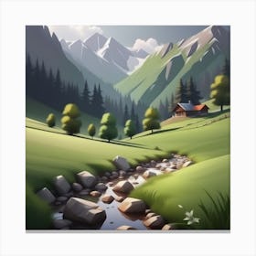 Mountain Landscape Painting 1 Canvas Print