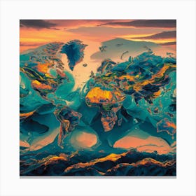 Abstract World Map 12 Canvas Print