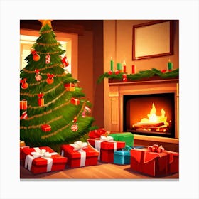 Christmas Tree In The Living Room 4 Canvas Print