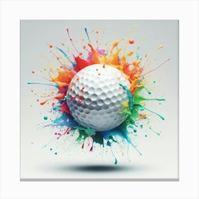 Golf Ball With Paint Splashes 2 Canvas Print