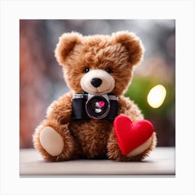 Teddy Bear With Camera Canvas Print