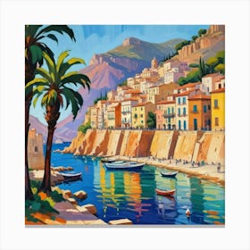 Sicily Italy Fauvist Painting Travel Poster Art Print 1 Canvas Print