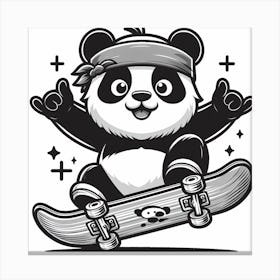 Panda Bear Skateboarding Canvas Print