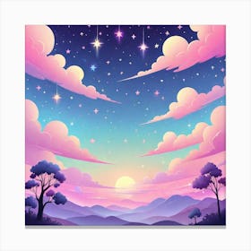 Sky With Twinkling Stars In Pastel Colors Square Composition 107 Canvas Print