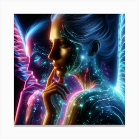 Angel Exposure In Neon Glow Strings Color Illustration Canvas Print