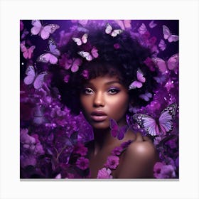 Purple Beauty With Butterflies Canvas Print