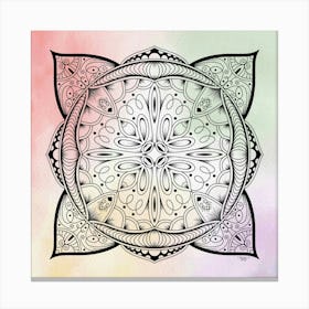 Spiritual Mandala Motif on Watercolor Background Canvas Print