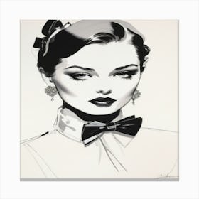 Lady In Black And White Canvas Print