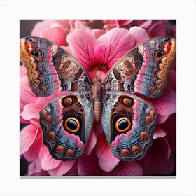 Butterfly On Pink Flowers 2 Canvas Print