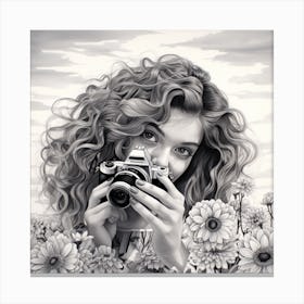 Portrait Of A Girl With A Camera Canvas Print