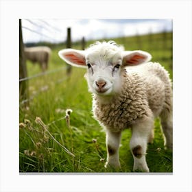 Young Cute Grass Farming Animal Farm Field Fur Wool Farm Animal Baby Countryside Little (4) Canvas Print