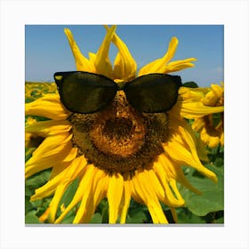 Sunflower With Sunglasses Canvas Print