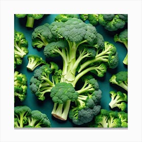 Broccoli Florets On Green Background Canvas Print