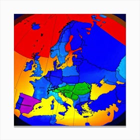 A Digitally Rendered Image Featuring A Circle Encompassing The Continent Of Europe With Each Europe Canvas Print