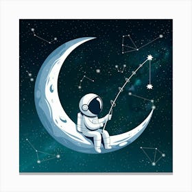 Astronaut On The Moon Canvas Print