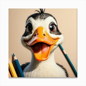 Duck With Pencils 1 Canvas Print